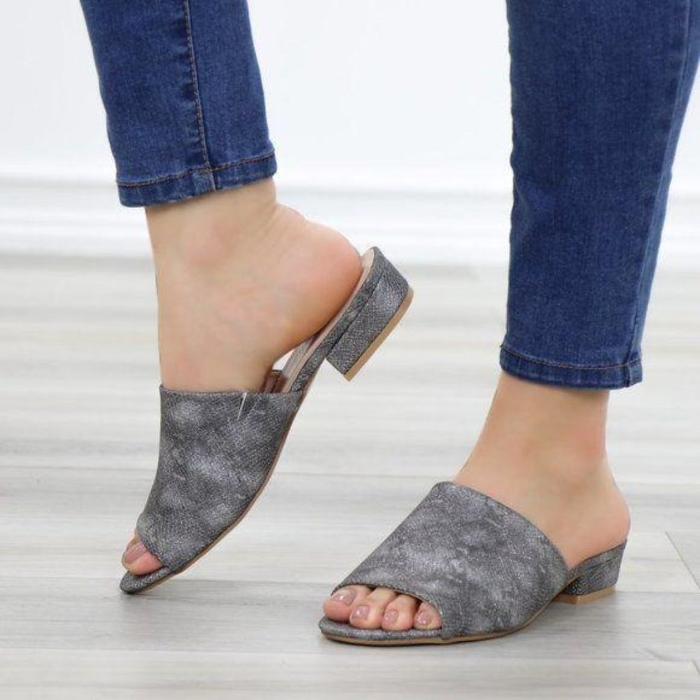 Slip On Loafer Metallic Black Spring Sandal - Picture 10 of 11